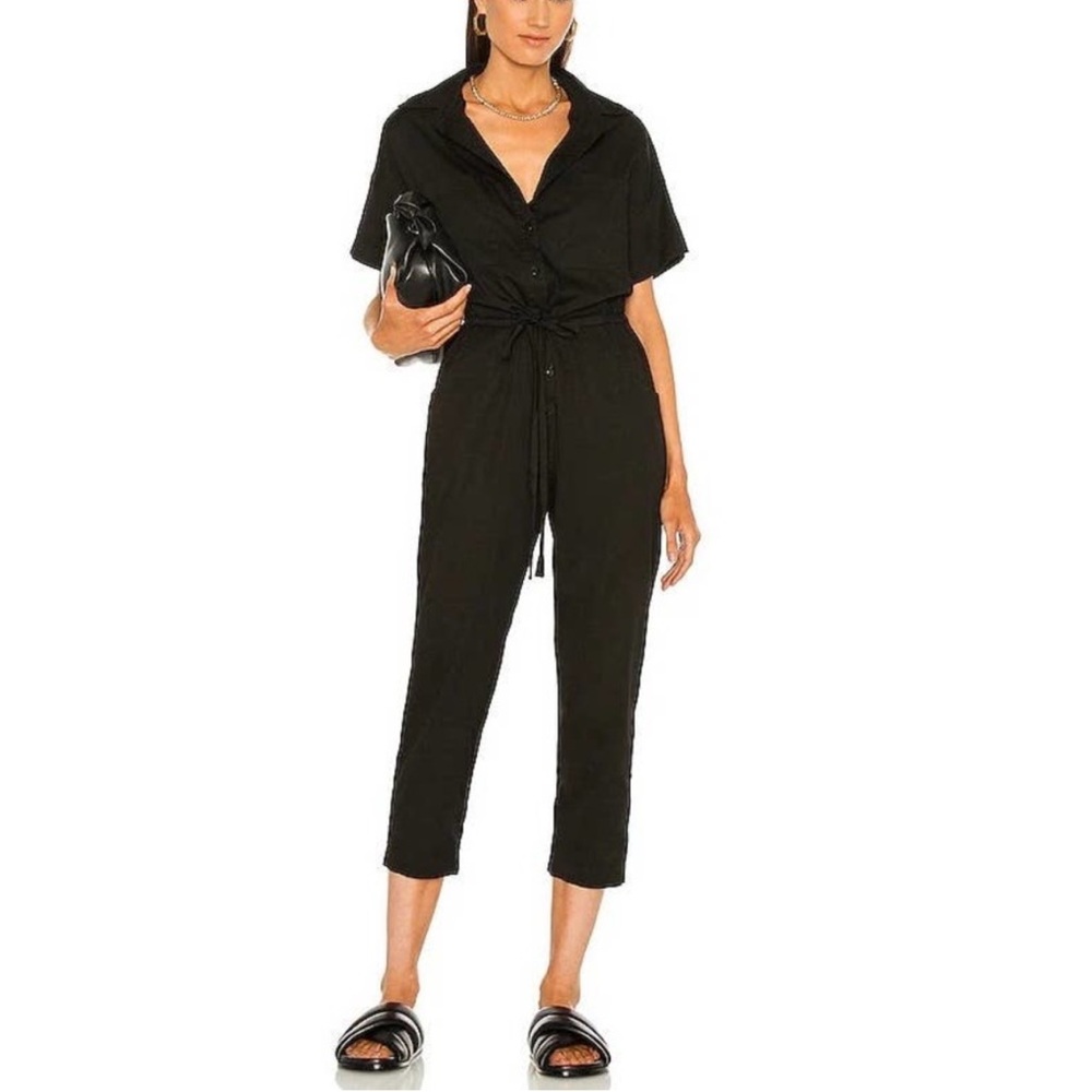 ENZA COSTA WOMEN’S SHORT SLEEVE BLACK JUMPSUIT SZ SMALL